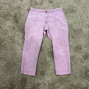 Woman pink high rise straight jeans